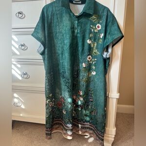 Elegant Green Floral Midi Dress